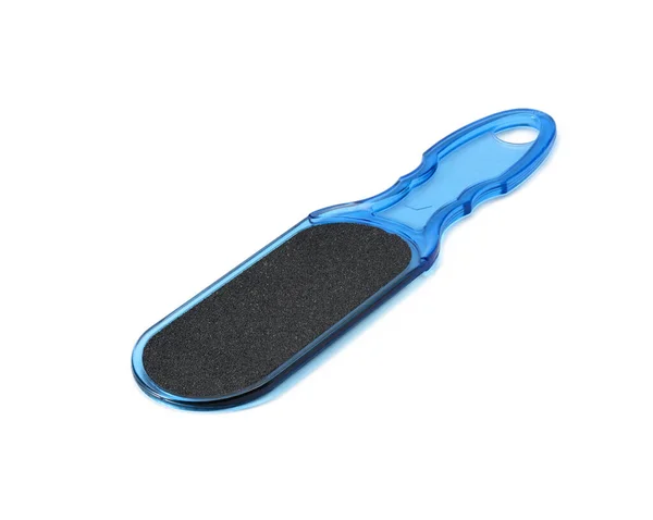 Blaue Kunststoff Pediküre Feile Isoliert Auf Weißem Hintergrund Nahaufnahme — Stockfoto