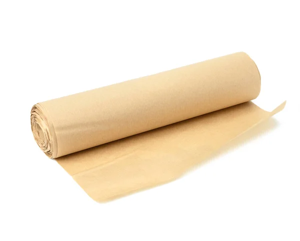 Roll Brown Parchment Paper Isolated White Background Baking — Stock Fotó