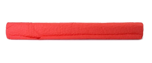 Rollo Papel Rojo Arrugado Para Envolver Regalos Aislado Sobre Fondo — Foto de Stock