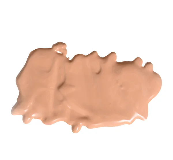 Beyaz Izole Arkaplanda Bej Rengi Sıvı Kapatıcı Yüz Kremi Örneği — Stok fotoğraf
