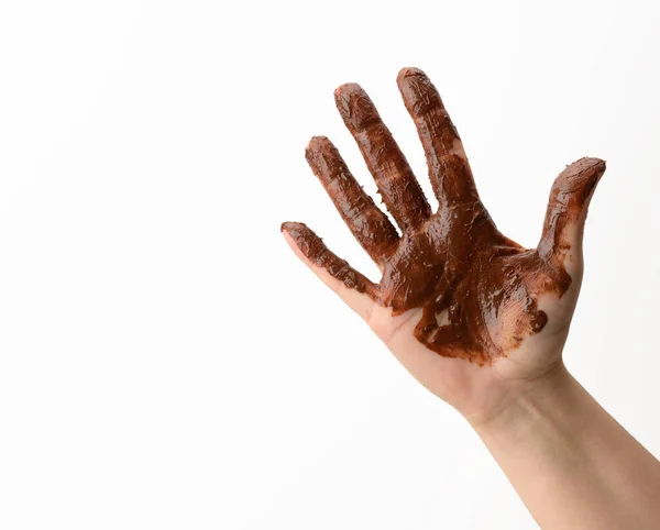 초콜릿에 담그고 배경으로 더러운 부분을 닦았다 — 스톡 사진