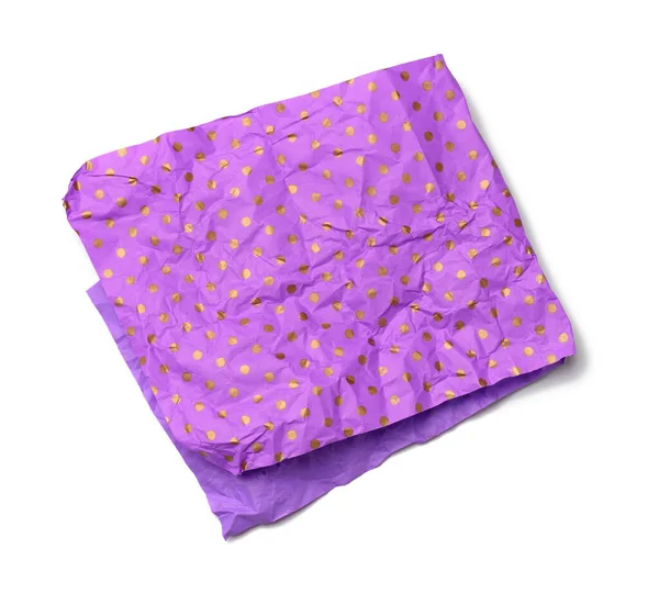 Шматок Складеного Крихкого Фіолетового Паперу Обгортання Подарунка Ізольованого Білому Тлі — стокове фото