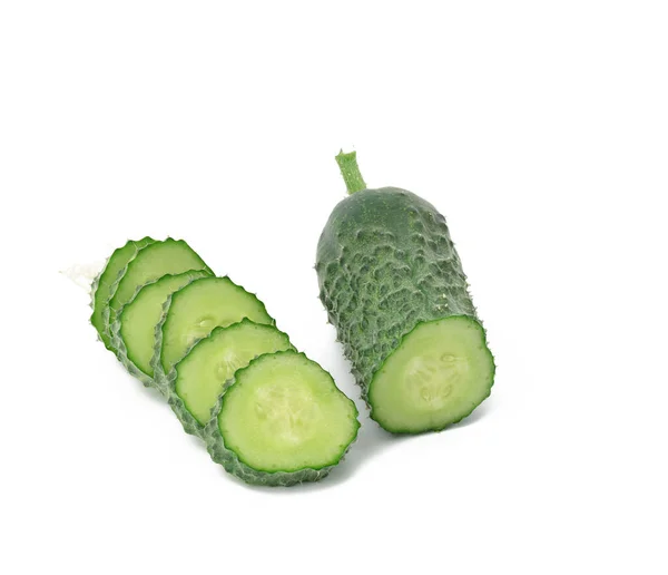 Fresh Green Cucumber Sliced White Background — Stock Photo, Image
