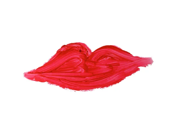 Échantillon Rouge Lèvres Rouge Forme Baiser Sur Fond Blanc — Photo