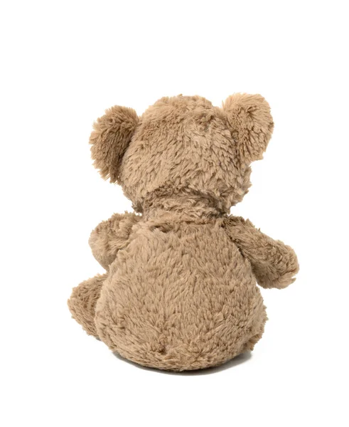 Lindo Oso Peluche Marrón Sentado Sobre Fondo Blanco Aislado —  Fotos de Stock