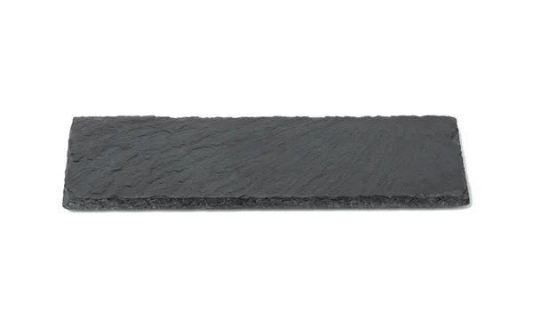 白い背景に隔離された長方形の黒い石板料理を出すための道具 — ストック写真