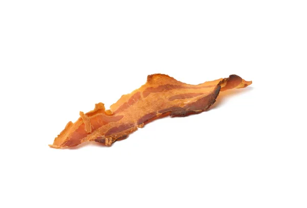 Long Fried Strip Bacon Isolated White Background — Stock Photo, Image