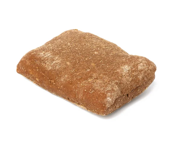 Gebakken Roggemeel Rechthoekig Broodje Witte Geïsoleerde Achtergrond — Stockfoto