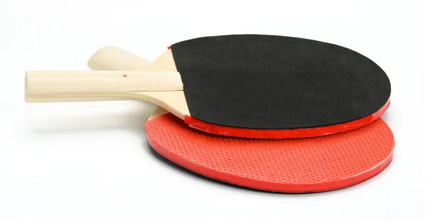 Paar Hölzerne Tischtennisschläger Auf Weißem Hintergrund Sportgeräte — Stockfoto