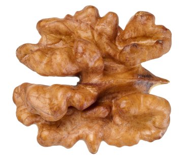 Ceviz çekirdeğinin yarısı, makro, izole arkaplan