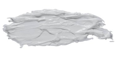 Kalın beyaz krem, boya ya da kozmetik desenli, izole bir arka plan.