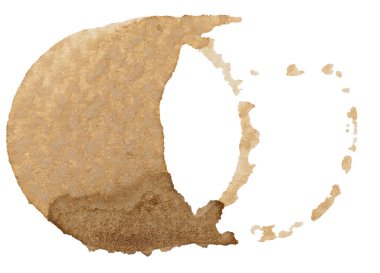 İzole edilmiş arka planda bir fincan kahvenin yuvarlak lekesi.