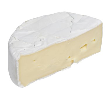 İzole edilmiş arka planda yarım kamembert peyniri.