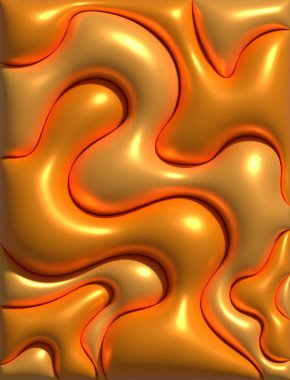 Parlak pürüzsüz yüzeyi olan çeşitli turuncu şekiller, üç boyutlu resimleme