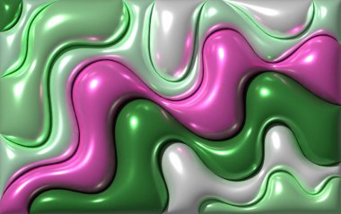 Parlak pürüzsüz yüzeyi olan çeşitli şekiller, üç boyutlu resimleme