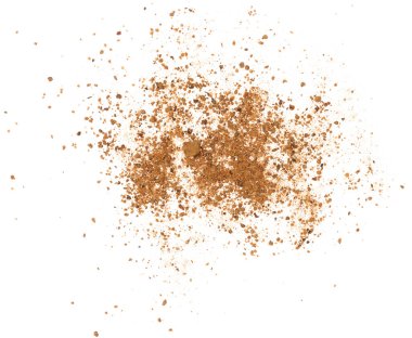 Beyaz arka planda zemin hindistan cevizi serpintisi, üst görünüm