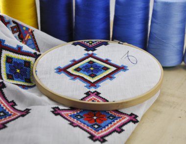 Geometrik desen nakış çember