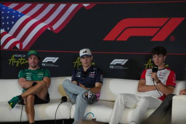  Fernando Alonso (ESP) - Aston Martin Aramco F1 Takımı - Aston Martin AMR25 - Mercedes Franco Colapinto (ARG) - Alpine F1 Oliver Bearman (GBR) - Formula 1 MSC Cruises United States Grand Prix 2025, Austin, TX, USA