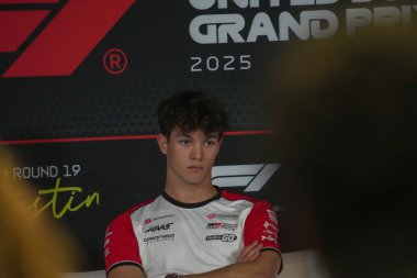 Oliver Bearman (GBR) - Formula 1 MSC Cruises United States Grand Prix 2025, Austin, TX, ABD, 16-18 Ekim 2025 tarihleri arasında Haas F1 Team. 2025 FIA Formula 1 Dünya Şampiyonasının 19. Raundu.