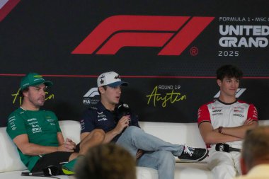  Fernando Alonso (ESP) - Aston Martin Aramco F1 Team - Aston Martin AMR25 - Mercedes Franco Colapinto (ARG) - Alpine F1 Oliver Bearman (GBR) - Formula 1 MSC Cruises United States Grand Prix 2025, Austin, TX, USA 