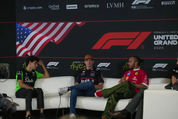 Gabriel Bortoleto (BRA) Stake F1 Team Sauber Max Verstappen (NED) - Oracle Red Bull Racing - Red Bull RB21 - Honda RBPT Lewis Hamilton (GBR) - Scuderia Ferrari - Ferrari SF-25 - Ferrari Formula 1 MSC Cruises United States Grand Prix