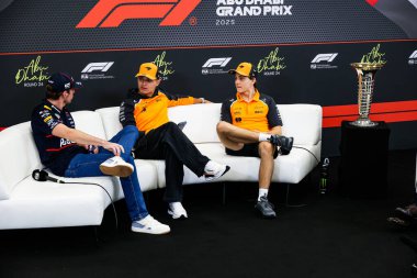 (Max Verstappen (NED) - Oracle Red Bull Racing - Red Bull RB21 - Honda RBPT (C) Lando Norris (GBR) - McLaren Formula 1 Team - McLaren MCL39 - Mercedes (R) Oscar Piastri (AUS) - McLaren Formula 1 Team - McLaren MCL39 - Mercedes Driver Champion Champion