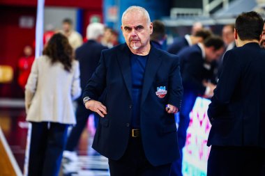 Franco Ciani (ITA) - Koç Real Sebastiani Rieti Real Sebastiani Rieti, Bi.Emme Servisi Libertas Livorno Stagione 2025-26 Campionato Italiano Pallacanestro - Vahşi Batı Serie A2 Maschile Normal Mevsim, Round 17