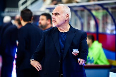 Franco Ciani (ITA) - Koç Real Sebastiani Rieti Real Sebastiani Rieti, Bi.Emme Servisi Libertas Livorno Stagione 2025-26 Campionato Italiano Pallacanestro - Vahşi Batı Serie A2 Maschile Normal Mevsim, Round 17