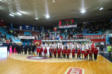 Rieti takımı Real Sebastiani Rieti vs Flats Service Fortitudo Bologna - Stagione 2025-26 Campionato Italiano Pallacanestro - Vahşi Batı Serisi A2 Maschile - Normal Sezon, Round 19 - Fotoğraf Alessio De Marco