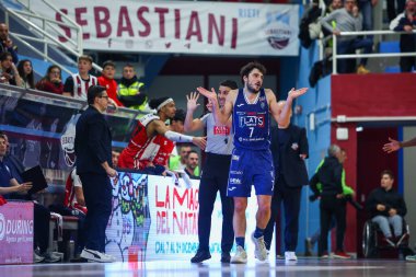 Gianluca Della Rosa (ITA) - Real Sebastiani Rieti vs Flats Service Fortitudo Bologna - Stagione 2025-26 Campionato Italiano Pallacanestro - Eski Vahşi Batı Serie A2 Maschile - Normal Mevsim, Round 19 - Fotoğraf Ales