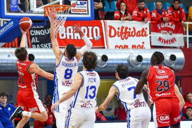 #11 Davide De Negri (ITA) - Real Sebastiani Rieti - Dole Basket Rimini - Stagione 2025-26 Campionato Italiano Pallacanestro - Vahşi Batı Serie A2 Maschile - Normal sezon, Round 23 - Fotoğraf Alessio De Marco