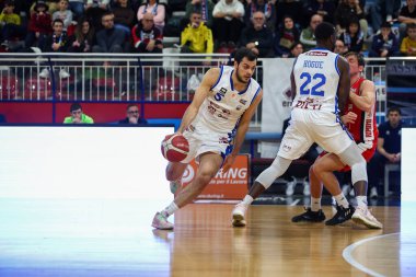 Palumbo (ITA) RSR Sebastiani Rieti Real Sebastiani Rieti - Dole Basket Rimini - Stagione 2025-26 Campionato Italiano Pallacanestro - Vahşi Batı Serie A2 Maschile - Normal sezon, Round 23 - Fotoğraf Alessio De Marco