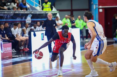 #12 Assane Sankare (ITA / SEN) - Real Sebastiani Rieti - Dole Basket Rimini - Stagione 2025-26 Campionato Italiano Pallacanestro - Vahşi Batı Serie A2 Maschile - Normal sezon, Round 23 - Fotoğraf Alessio De Marco