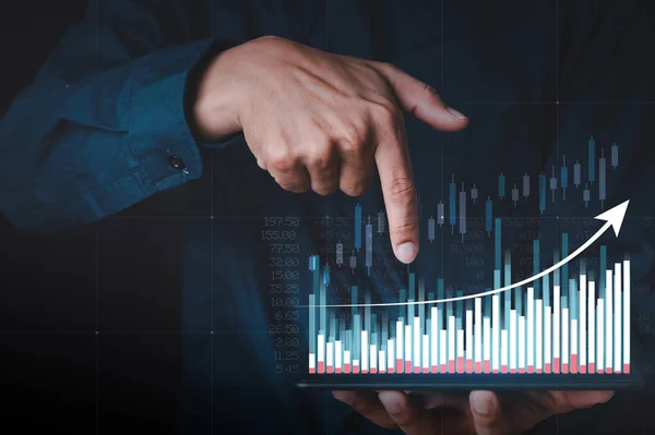 Dubbel Exponering Dataanalys För Affärsidéer Och Aktiehandel Det Grafiska Gränssnittet — Stockfoto