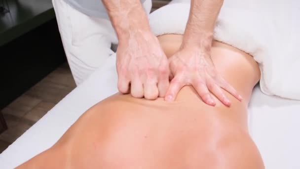 Masseur Doing Back Massage Young Woman Having Massage Spa Salon — Stock Video