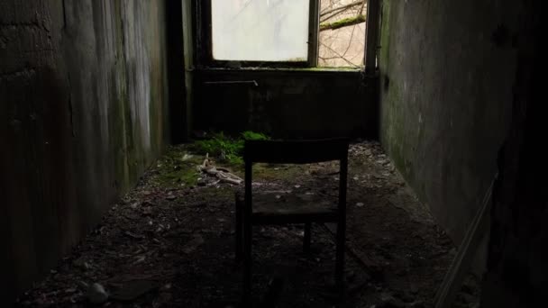 Chernobyl Zone Ukraine Visit Pripyat Ghost Town View Window Back — Stock Video