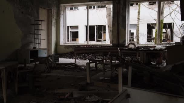 Picture Horror Film Shot Terrible Abandoned School Kindergarten Video Pripyat — Stock Video