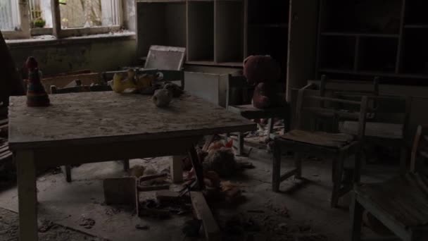 Picture Horror Film Shot Terrible Abandoned School Kindergarten Video Pripyat — Stock Video