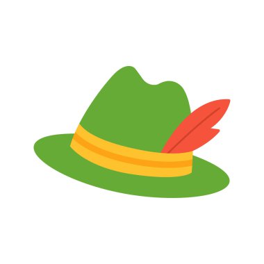 Alman şapkası. İzole edilmiş beyaz arka plan. Düz biçim vektör illüstrasyonu. 