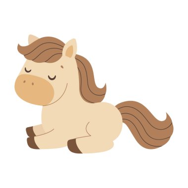 Güzel çizgi film atı. 2026 yılının sembolü. İzole edilmiş beyaz arka plan. Vektör illüstrasyonu. 