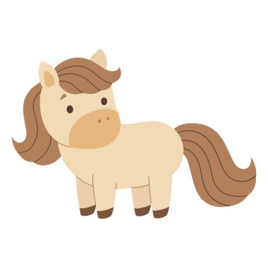 Güzel çizgi film atı. 2026 yılının sembolü. İzole edilmiş beyaz arka plan. Vektör illüstrasyonu. 