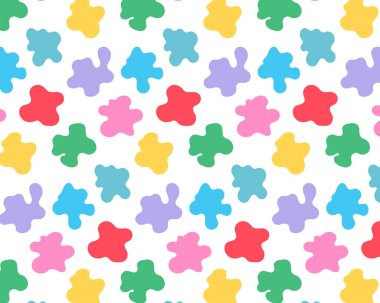 Renkli boya lekelerinin deseni. İzole edilmiş beyaz arka plan. Vektör illüstrasyonu.