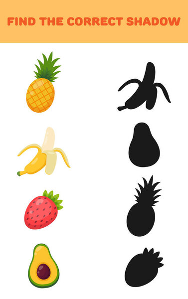 Найди правильную тень. Образовательные игры для детей. Векторная иллюстрация.