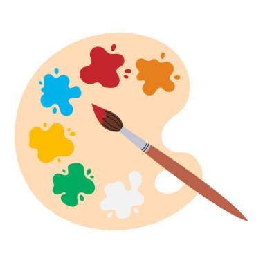 Boya vuruşlu palet. İzole edilmiş beyaz arka plan. Vektör illüstrasyonu.