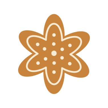 Tatlı çizgi film Noel zencefilli kurabiye adam. İzole edilmiş beyaz arka plan. Vektör illüstrasyonu.