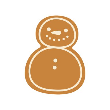 Tatlı çizgi film Noel zencefilli kurabiye adam. İzole edilmiş beyaz arka plan. Vektör illüstrasyonu.