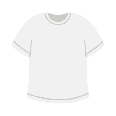 Beyaz tişört. Yaz giysisi tasarımı. Düz biçim vektör çizimi beyaz arkaplanda izole edildi.