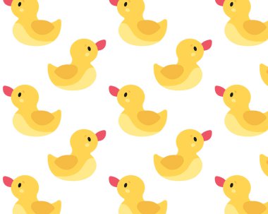 Sarı lastik ördeklerin deseni. Düz biçimli vektör illüstrasyonu.