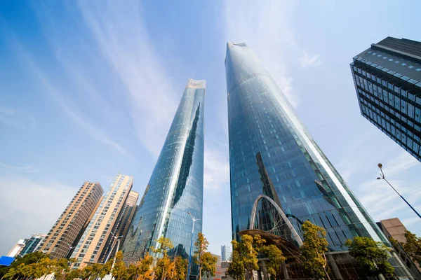 Edifícios Corporativos Modernos Centro Cidade Com Luz Solar — Fotografia de Stock