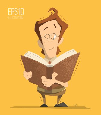 Çocuk kitap okuyor.